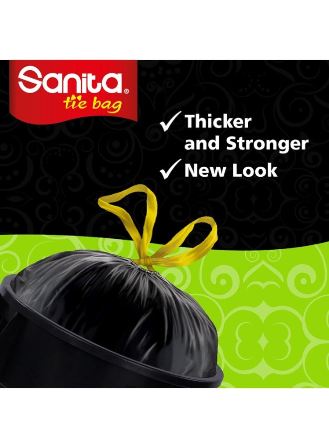 Sanita Tie Bags, 55 Gallons, 15 Bags, Oxo-Biodegradable, Black - Image 3