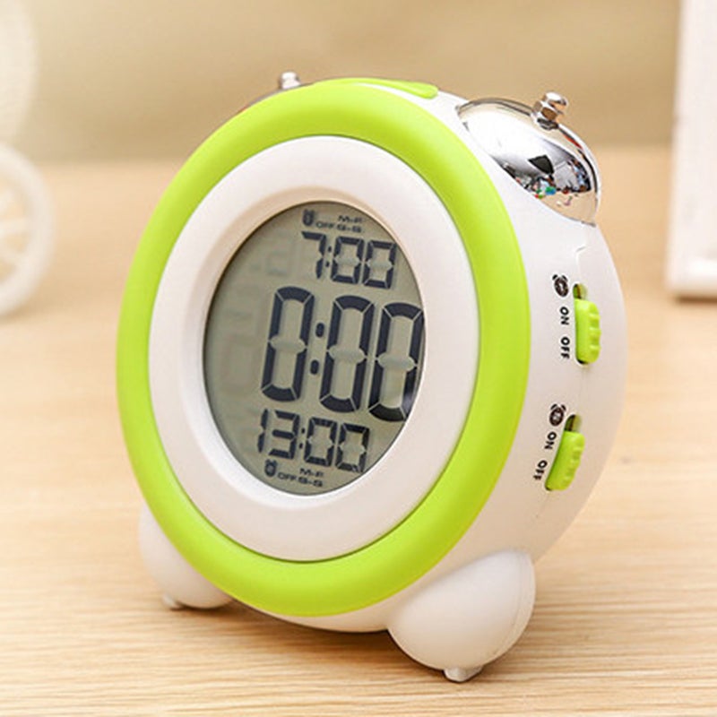 1pc Light Electronic Alarm Mute Clock Simple Stereo Loud Double Bell Clock without Battery for Kids Child (Light Green) - Image 4