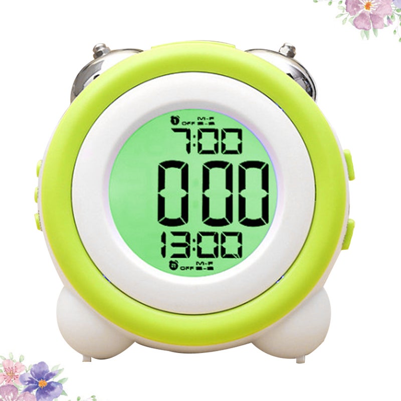 1pc Light Electronic Alarm Mute Clock Simple Stereo Loud Double Bell Clock without Battery for Kids Child (Light Green) - Image 1