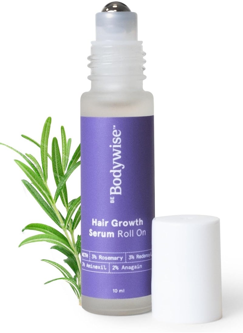 Be Bodywise Be Bodywise 3% Rosemary Hair Growth Serum (Roll On) 10ml | 3% Redensyl, 2% Aminexil & 2% Anagain | Thicker & Stronger Hair Growth |For All Hair Types 