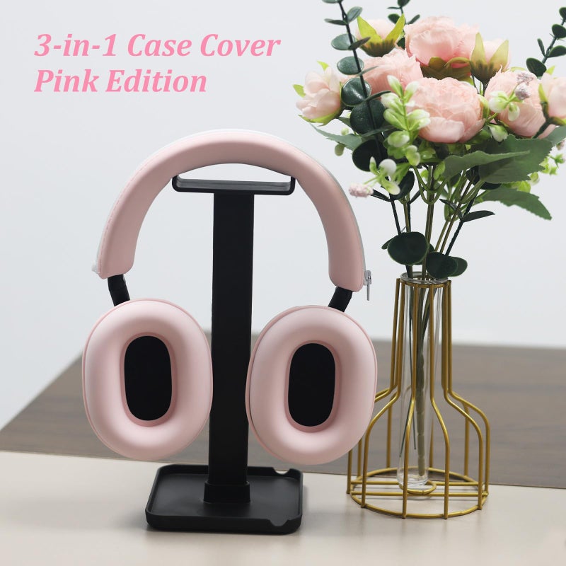 Adhiper 3-in-1 Silicone Sweat Case Cover for Sony WH-1000XM5 Headphones, XM5 Covers Accessories Silicone Ear Pads Covers & Headband Cover & Ear Cups Protector, Washable & Sweatproof - Pink - Image 2