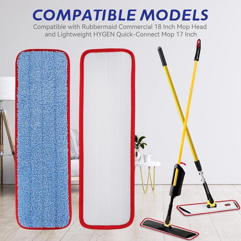 BeiLan Replacement Microfiber Pad for Rubbermaid Commercial 185 Inch Mop Head  10 Pack Wet  Dry Commercial Cleaning Refills Reusable Mop Refills Fit for Any Microfiber Flat Mop System 185 - Image 2