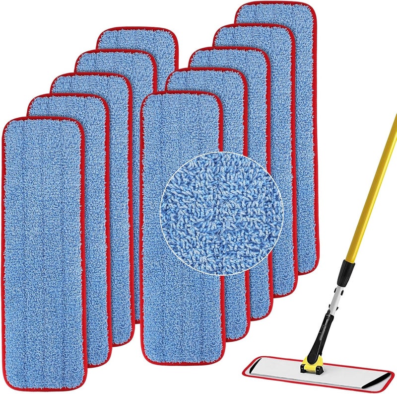 BeiLan Replacement Microfiber Pad for Rubbermaid Commercial 185 Inch Mop Head  10 Pack Wet  Dry Commercial Cleaning Refills Reusable Mop Refills Fit for Any Microfiber Flat Mop System 185 - Image 1