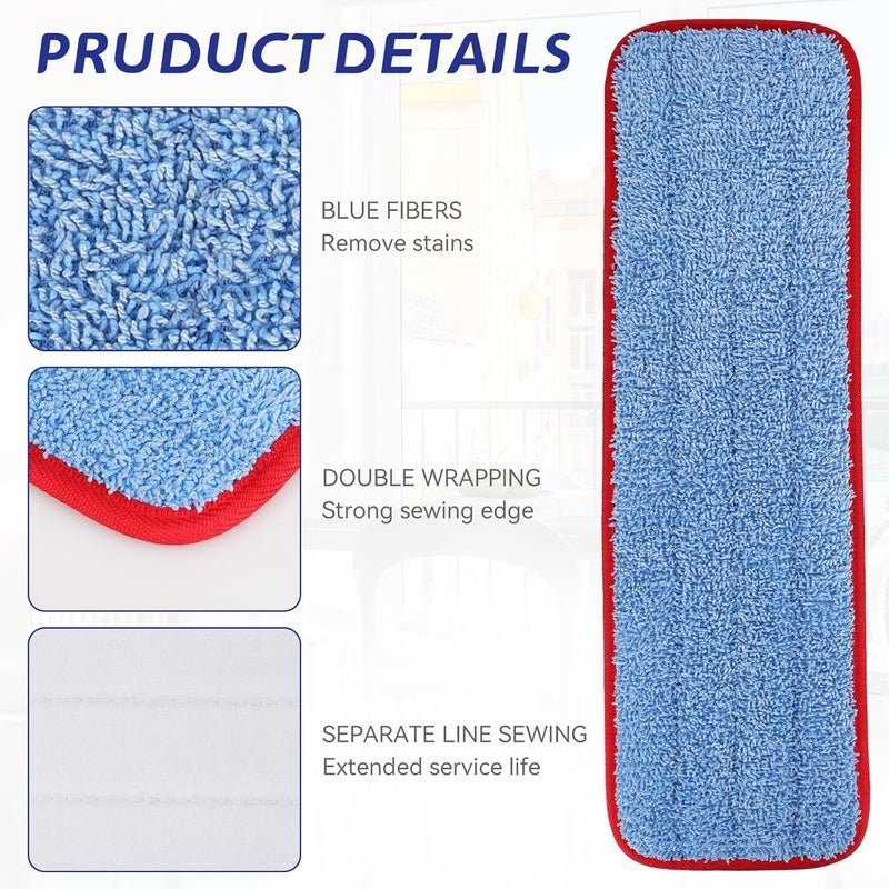 BeiLan Replacement Microfiber Pad for Rubbermaid Commercial 185 Inch Mop Head  10 Pack Wet  Dry Commercial Cleaning Refills Reusable Mop Refills Fit for Any Microfiber Flat Mop System 185 - Image 4