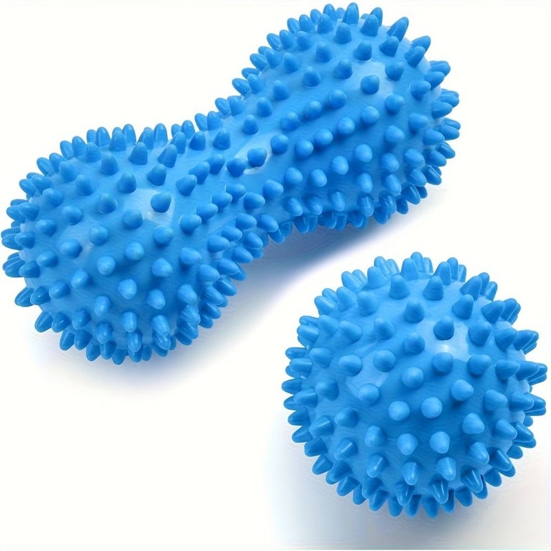 Blue Fitness Yoga Massage Balls 2 Pack Portable Shoulder Relaxation - Image 2