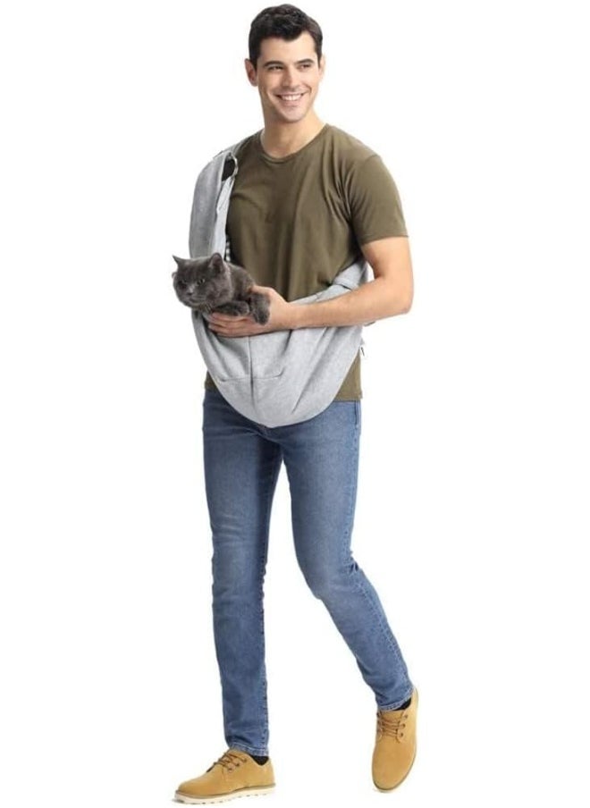 Mumoo Bear Mumoo Bear Puppy Dog Carrier, Double-Ring Pet Dog Sling Carrier for Small Medium Dogs Hands-free Cat Carrier Comfortable Widen Shoulder Strap Double-sided Dog Sling Below 8kg(Grey, Adjustable)  - Image 3