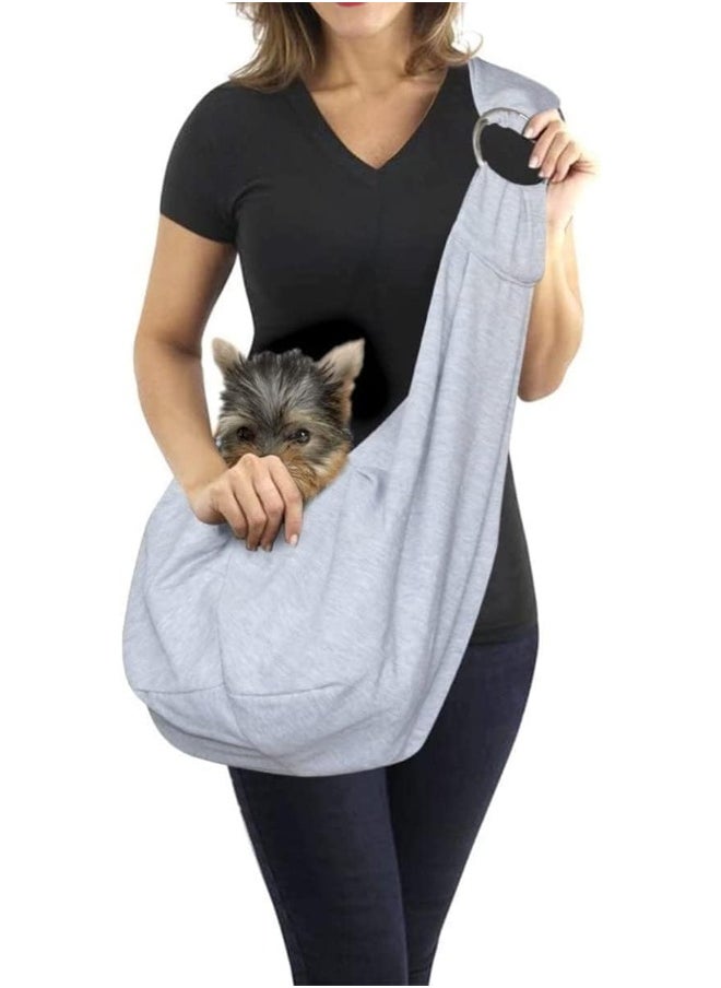 Mumoo Bear Mumoo Bear Puppy Dog Carrier, Double-Ring Pet Dog Sling Carrier for Small Medium Dogs Hands-free Cat Carrier Comfortable Widen Shoulder Strap Double-sided Dog Sling Below 8kg(Grey, Adjustable)  - Image 1