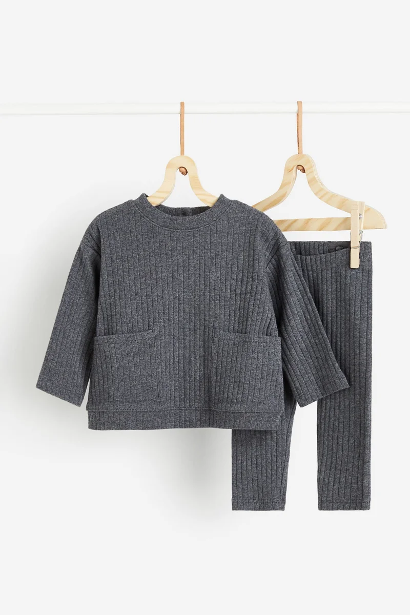 H&M 2-piece ribbed jersey set