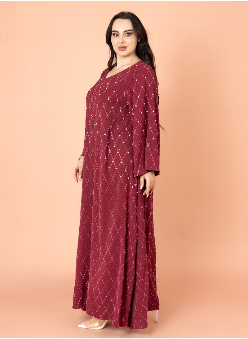 IKKXA Crystal Breeze Jalabiya Maroon  - Image 3