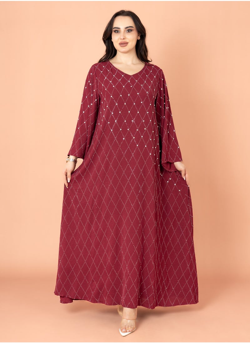 IKKXA Crystal Breeze Jalabiya Maroon  - Image 5