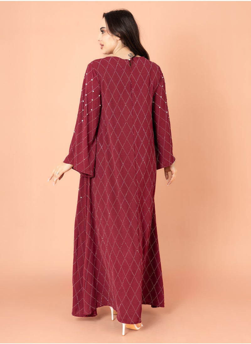 IKKXA Crystal Breeze Jalabiya Maroon  - Image 4