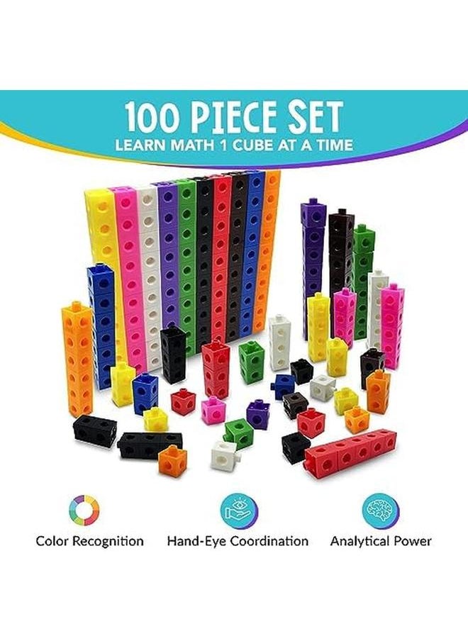 Generic - Math Manipulatives For Kids Ages 3 8 Linking Snap Cubes For Kindergarten And Elementary Counting Skills Fun Learning Activities For School Classroom And Home 100 Piece Cube Set 10 Colors - Image 1