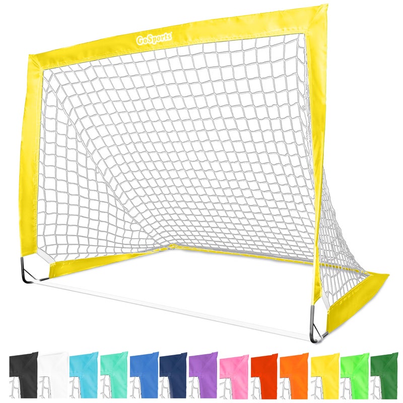 GoSports Team Tone 4 ft x 3 ft Portable Soccer Goal for Kids Pop Up Net for Backyard Yellow - Image 2