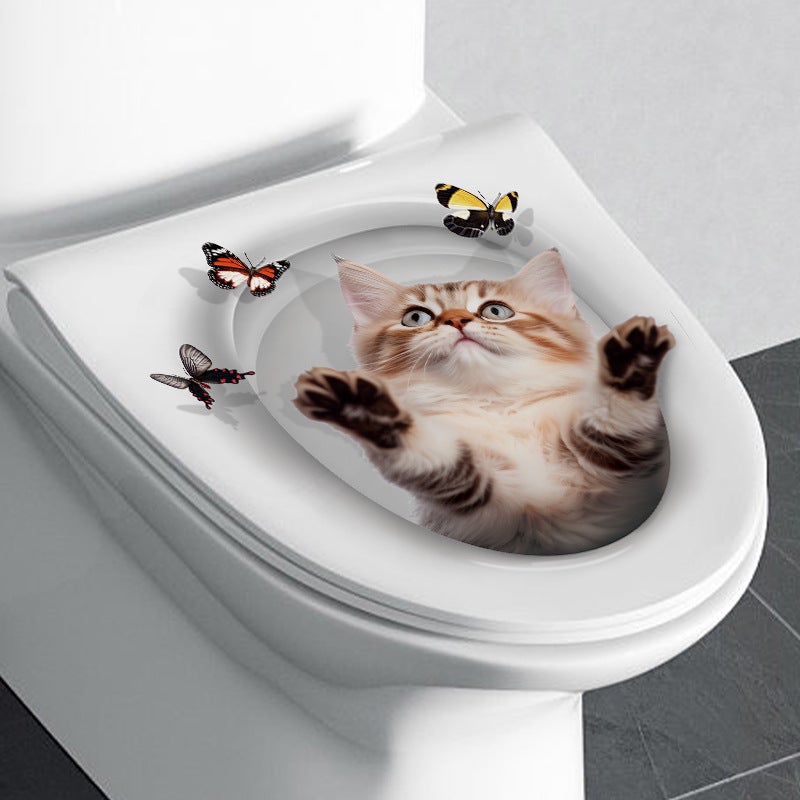 Travel Kang 3D Cat Toilet Stickers Wall Stickers Toilet Toilet Lid Decoration Renovation Self-Adhesive Wall Stickers - Image 5