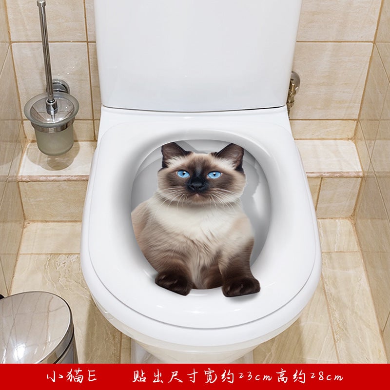 Travel Kang 3D Cat Toilet Stickers Wall Stickers Toilet Toilet Lid Decoration Renovation Self-Adhesive Wall Stickers - Image 1