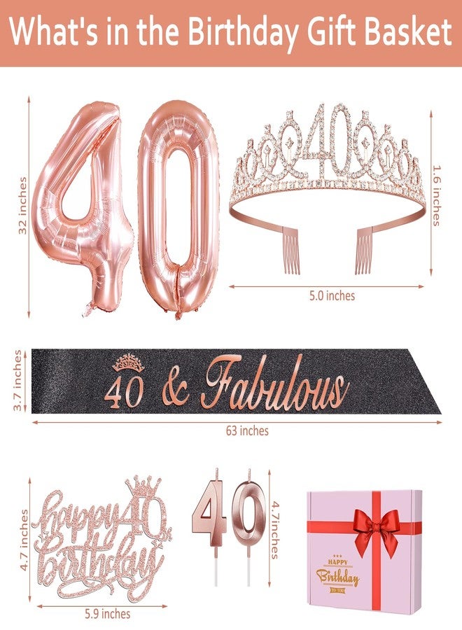 YeohJoy 40th Birthday Decorations Women with Black 40th Birthday Sash and Crown, Cake Topper and Candles, Number Balloons Rose Gold, 40 Year Old Gifts for Women - Image 2