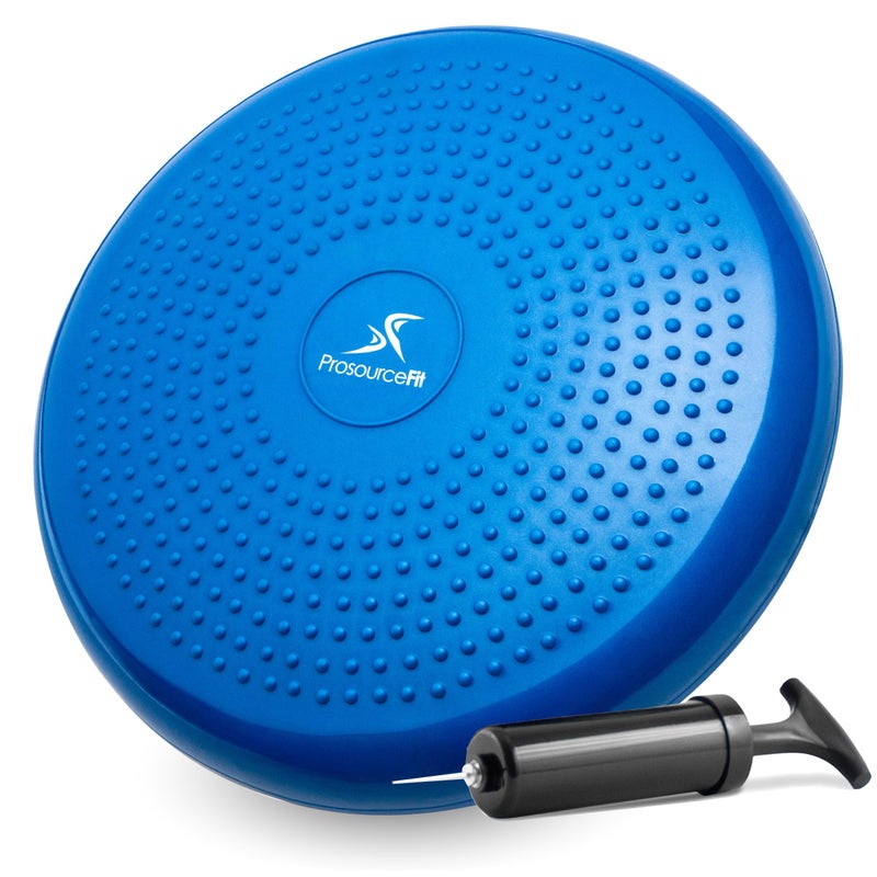 ProsourceFit Core Balance Disc Trainer 14 Diameter with Pump for Improving Posture Fitness Stability Blue