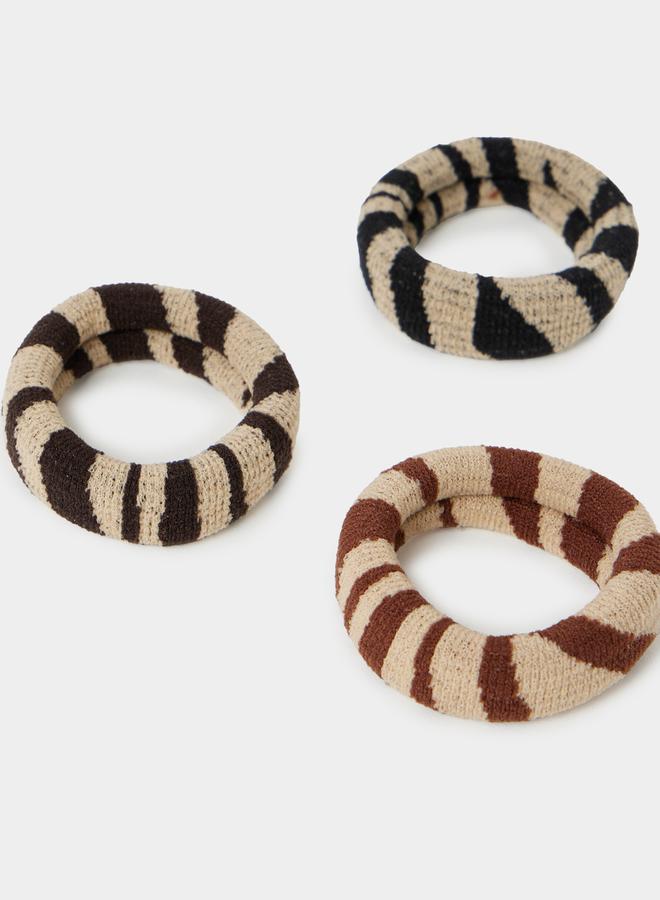 ستايلي طقم 3 ربطات شعر مخططة - Image 3