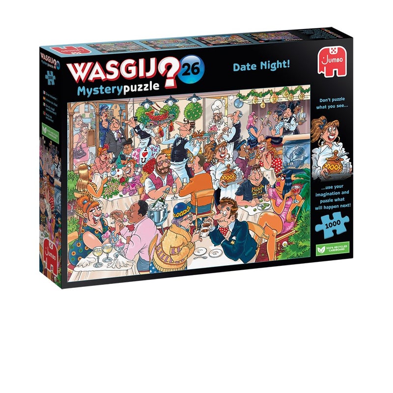 jumbo Wasgij Mystery 26  Date Night! - 1000 Piece Jigsaw Puzzles For Adults - Fun Challenging & Brainteasing Adults Jigsaw Puzzle - Puzzle What Happens Next - 100% Recycled Cardboard - 1000Pcs - Jumbo - Image 1