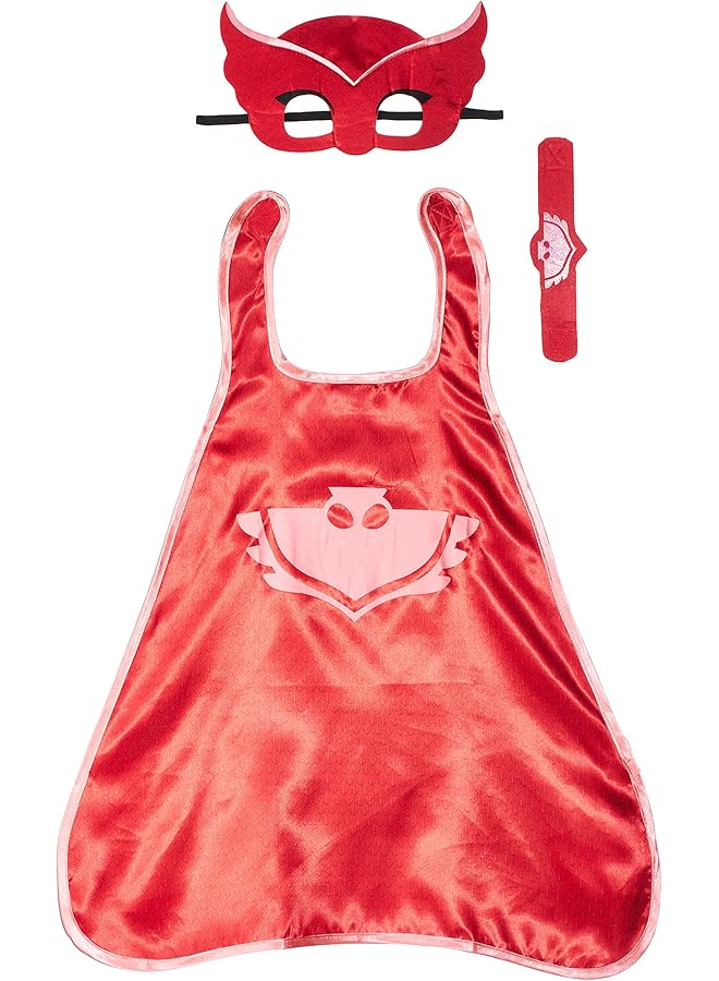 أمسكان مجموعة ملابس الأطفال التنكرية PJ Masks Owlette Cape باللون الأحمر من 4 إلى 8 سنوات 9903735
