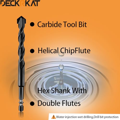 DECKRKAT 6-Piece Black Masonry Drill Bit Set for Concrete, Brick, Tile - Carbide Tipped, Quick Change 1/4" Hex Shank (5/32",3/16",1/4",5/16",3/8",1/2") w/Storage Case - Image 3