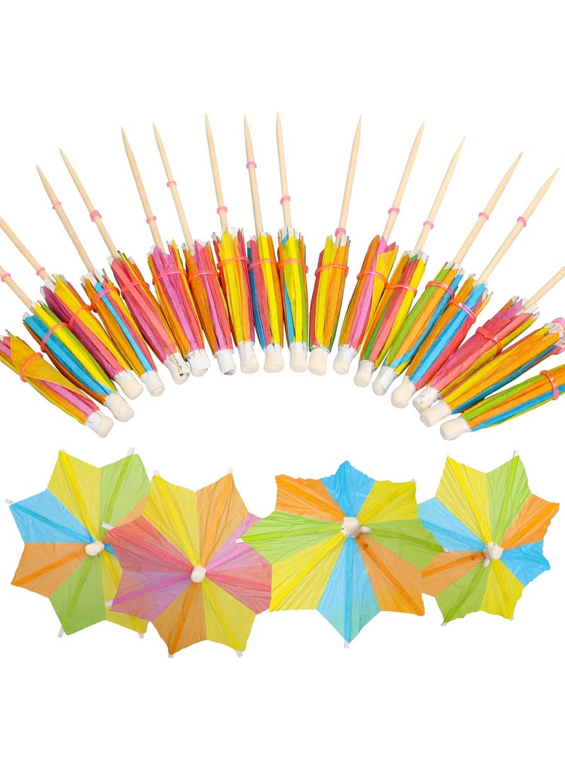 SUNSAR 30Pcs Umbrella Cupcake Toppers Colorful Paper Umbrellas Drink for Summer Hawaiian Cake Topper Decorations Umbrella Handmade Sticks Party Decoration Supplies - Image 1