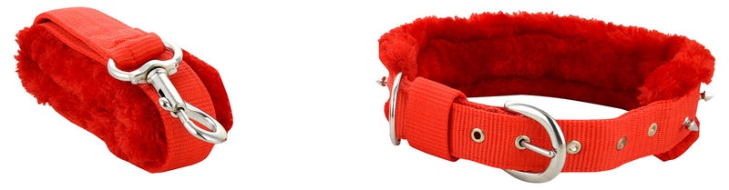 Skora Spike Dog Collar & Leash Red -Large- 1.25 Inch - Image 2