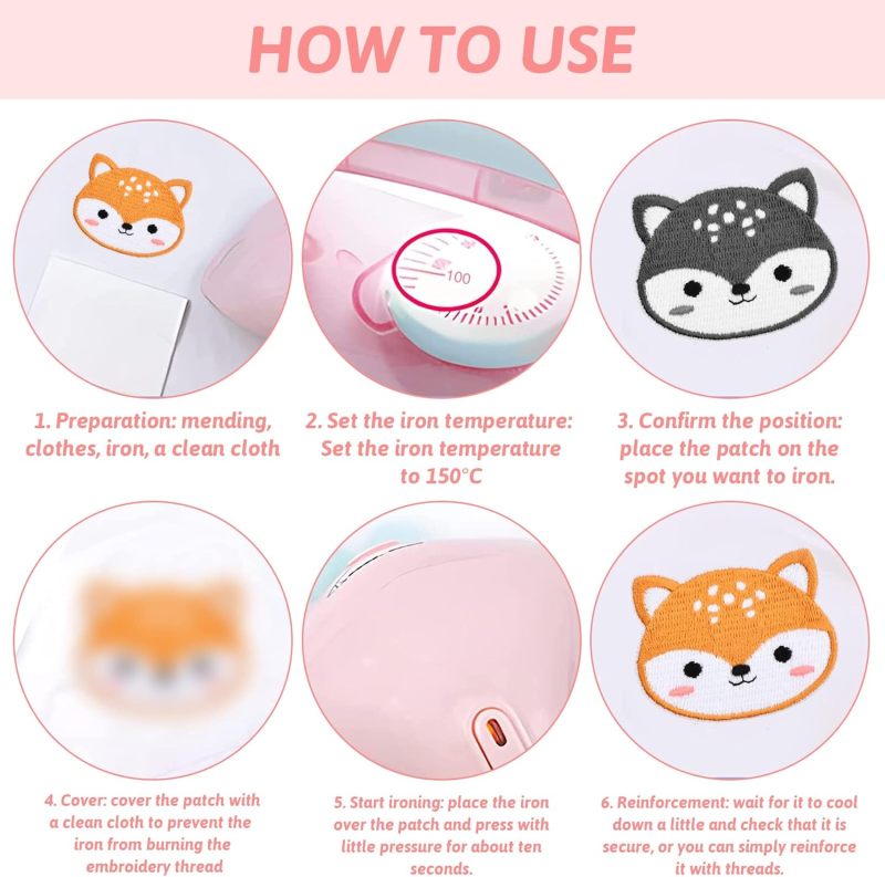 Iron On Patches 2-In-1 Self-Adhesive Iron-On Cute 3D Cartoon Animal Embroidered Patches - Exquisite Pattern Design Kids Patches for Children's Clothing Shoes Hats Backpacks - Image 4