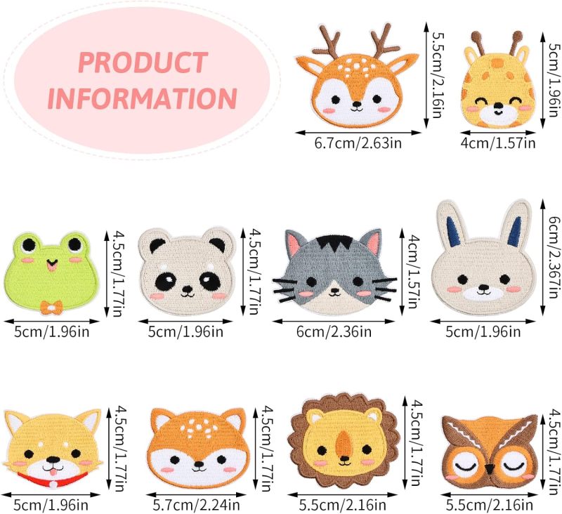 Iron On Patches 2-In-1 Self-Adhesive Iron-On Cute 3D Cartoon Animal Embroidered Patches - Exquisite Pattern Design Kids Patches for Children's Clothing Shoes Hats Backpacks - Image 2