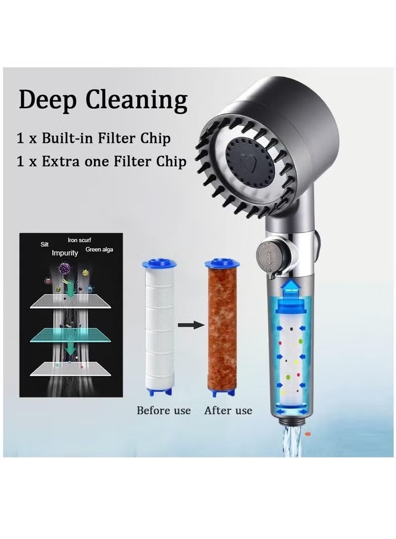 HOMESTAR Shower Head Powerful Flow with Filter, Shower Head High Pressure Water Saving Spray with 3 Modes and Water Stop Button Massage Showerhead for Adults Children Pets Home, and Gym Use  - Image 2