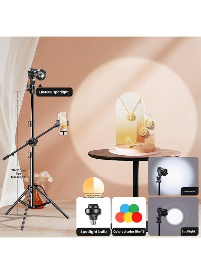 Special Hair Lamp In The Live Broadcast Room Live Overhead Atmosphere Spotlight Gods Girl Hair Lamp Contour Fill Light-Specifications:LM4800 Three-color Adjustable Focus (5-color Film) 2m Floor-to-floor Overhead Bracket  - Image 1