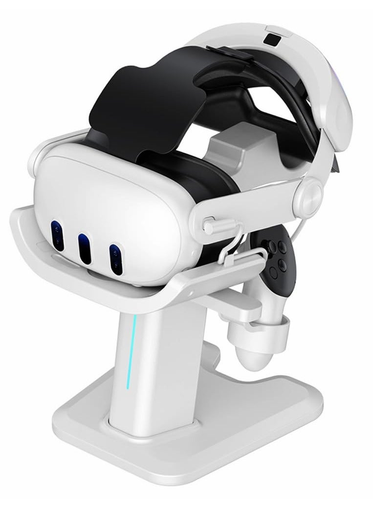 Excefore For Meta Quest 3 Headset Charging Dock, VR Display Stand Accessories Compatible With Meta Quest 3 VR Headset And Touch Controllers, Station Holder Base With LED Light, White  - Image 1