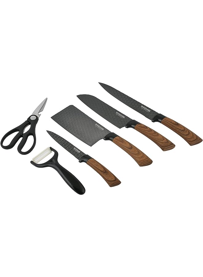 Winsor 6pc Non Stick Knife Set, BLACK - Image 1