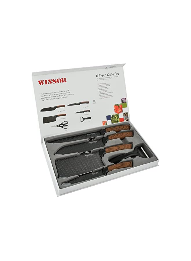 Winsor 6pc Non Stick Knife Set, BLACK - Image 4