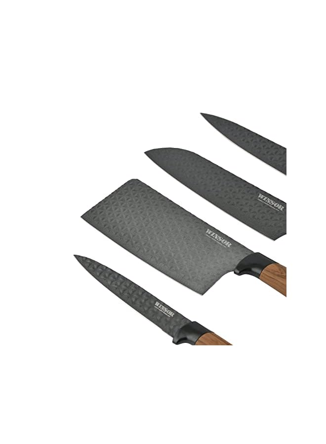 Winsor 6pc Non Stick Knife Set, BLACK - Image 2