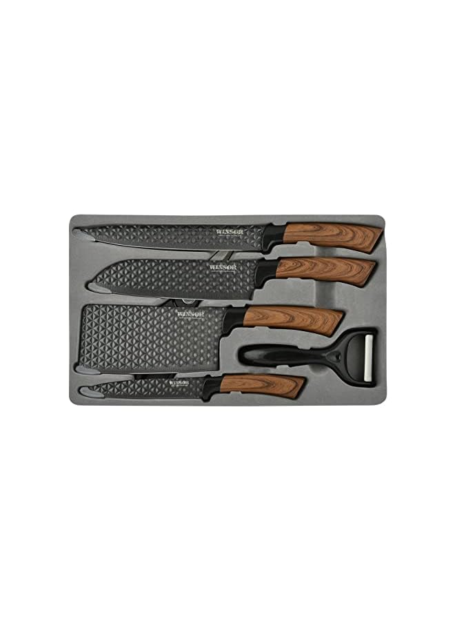 Winsor 6pc Non Stick Knife Set, BLACK - Image 3