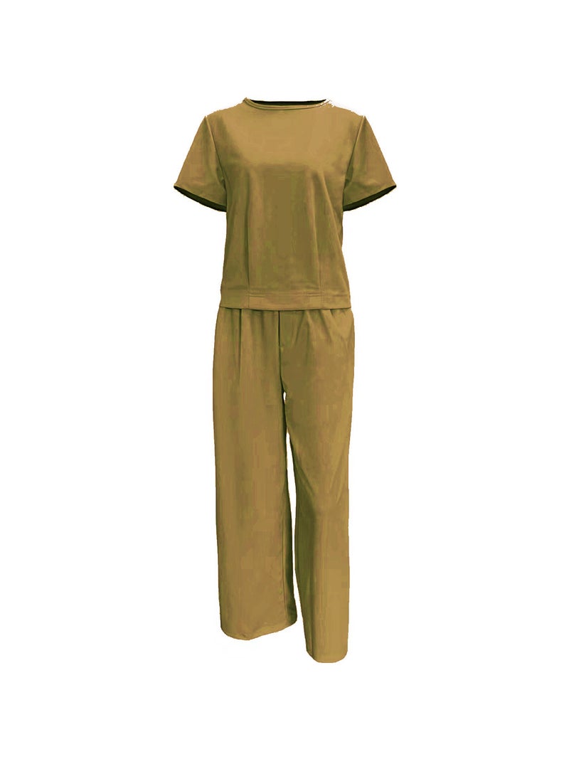 2023 Southeast Asia Pure Color Short-Sleeved Suit Elegant Work Clothing Two-Piece Set For Women Export Simple Style - Image 2