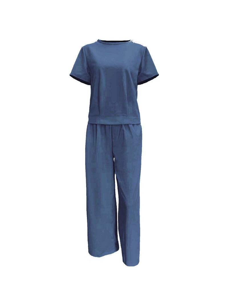 2023 Southeast Asia Pure Color Short-Sleeved Suit Elegant Work Clothing Two-Piece Set For Women Export Simple Style - Image 3