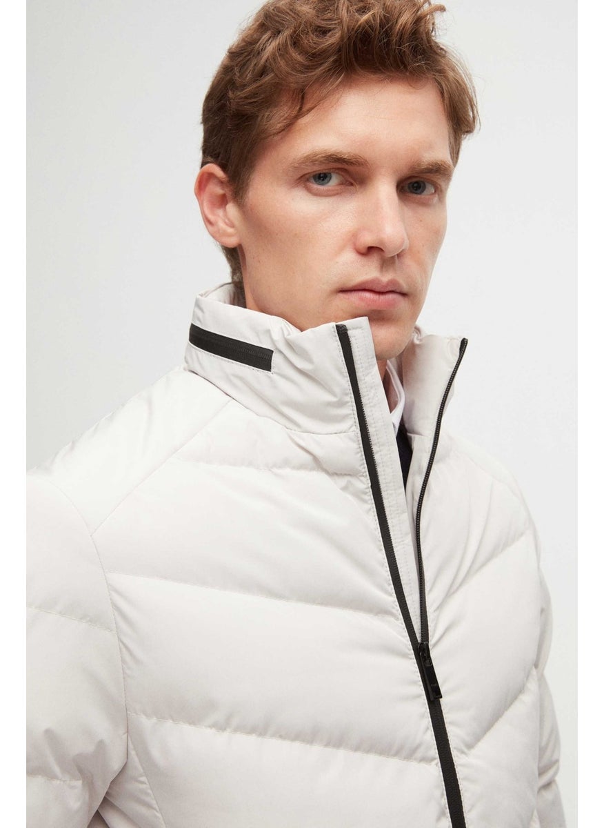 twn Slim Fit Ecru Concealable Hooded Fiberfill Windproof Jacket  - Image 3