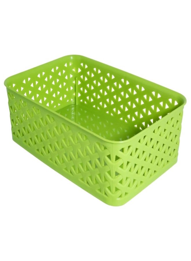Morvi Ellora-2 Multi-Purpose Plastic Storage Basket|Stackable Organizer Tokri For Home,Kitchen,Bathroom & Office|Ideal For Toys,Clothes,Cosmetics,Stationery|Set Of 1|Green - Image 1