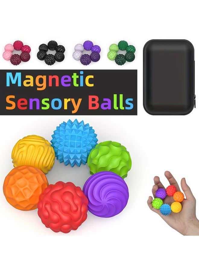 Black 12pcs Magnetic Silicone Fidget Balls Textured Relax Hand Exercise Toys Quiet Sensory Desk Gift For Adults Teens Office Travel - Image 4