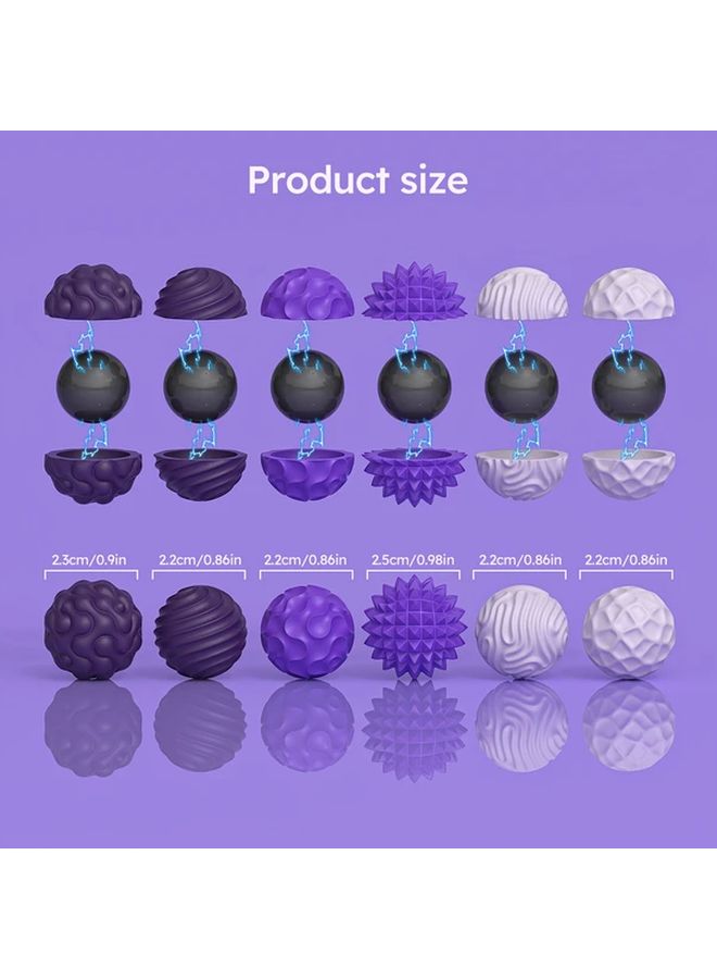 Black 12pcs Magnetic Silicone Fidget Balls Textured Relax Hand Exercise Toys Quiet Sensory Desk Gift For Adults Teens Office Travel - Image 5