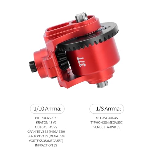 GIXCEL Steel Gear FR Transmission Module Set 37T13T Main Diff Gear for RC ARRMA 110 Big Rock Granite KRATON Outcast SENTON VORTEKS 18 Infraction Mojave Typhon Upgrade Part Replace ARA311156 - Image 5