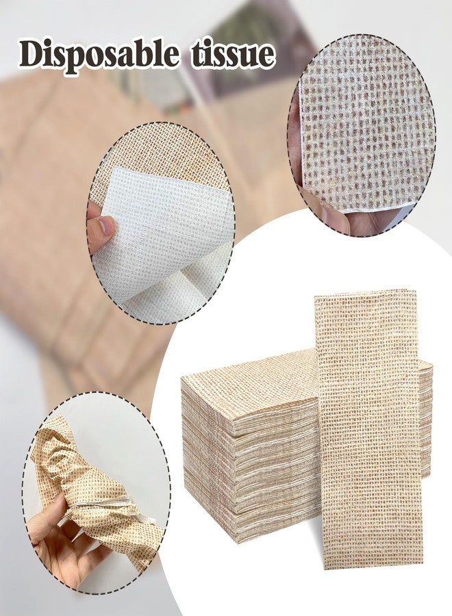 CODOHI 60 Pcs Burlap Printed Napkins, Guest Towels Disposable Bathroom Hand Towels Paper Guest Napkins for Bathroom Kitchen Wedding Camping Cocktail Party 4.3 x 7.9 Inch - Image 3