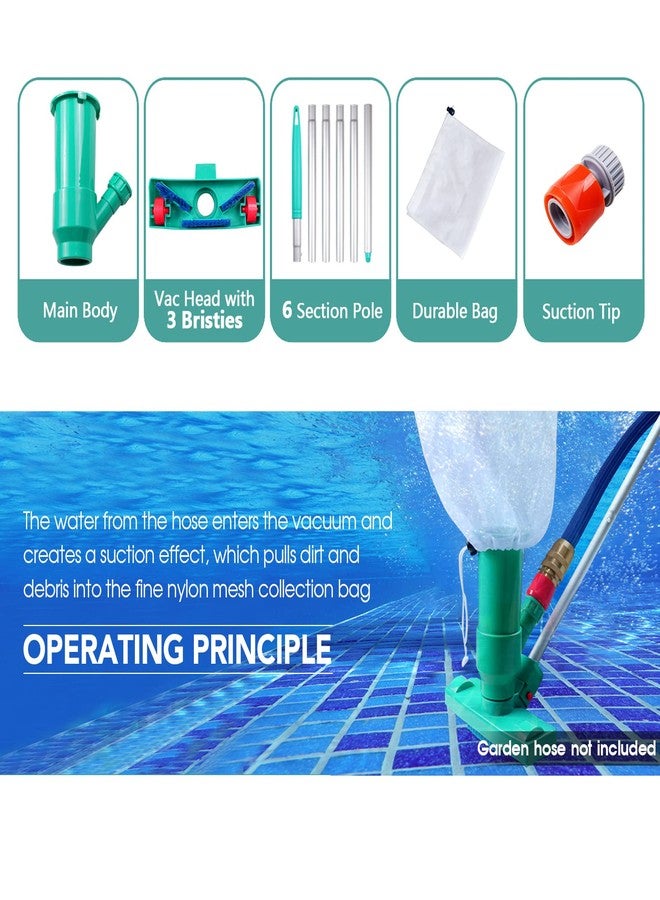 POOLWHALE Portable Pool Vacuum Jet Underwater Cleaner W/Brush,Bag,6 Section Pole of 56.5"(No Garden Hose Included),for Above Ground Pool,Spas,Ponds & Fountains - Image 4