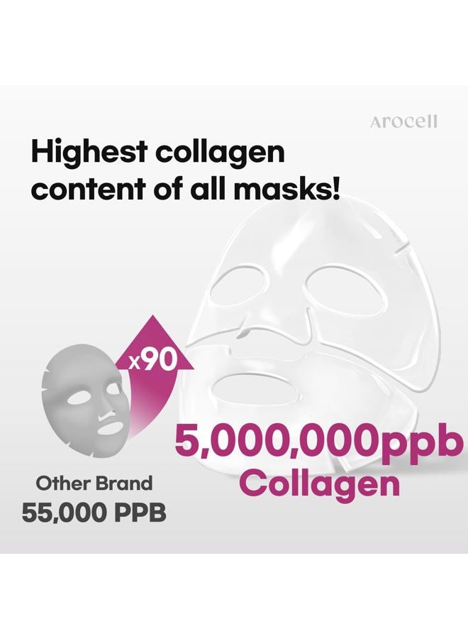 AROCELL OFFICIAL AROCELL Super Collagen Mask 8 Facial Sheet 5,000,000ppb Overnight Dual Matrix Hydrogel Masks with Low Molecular Weight Collagen for Elasticity Hydrating Anti-Aging Cooling Korean Skincare, 43g x 8ea - Image 4