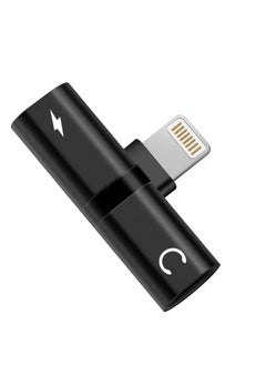 2 In 1 Double Lightning Headphone Audio And Charge Splitter Adapter Black