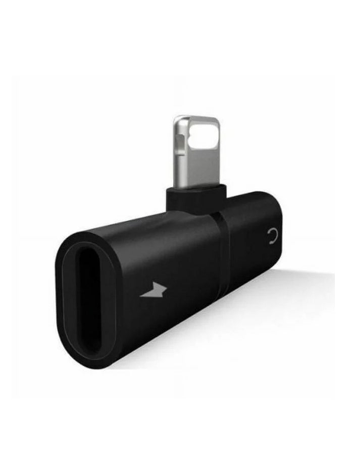 GO-DES - 2 In 1 Double Lightning Headphone Audio And Charge Splitter Adapter Black - Image 1