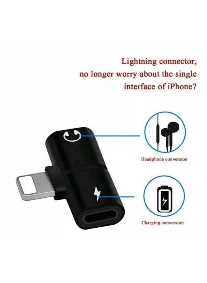 GO-DES - 2 In 1 Double Lightning Headphone Audio And Charge Splitter Adapter Black - Image 1