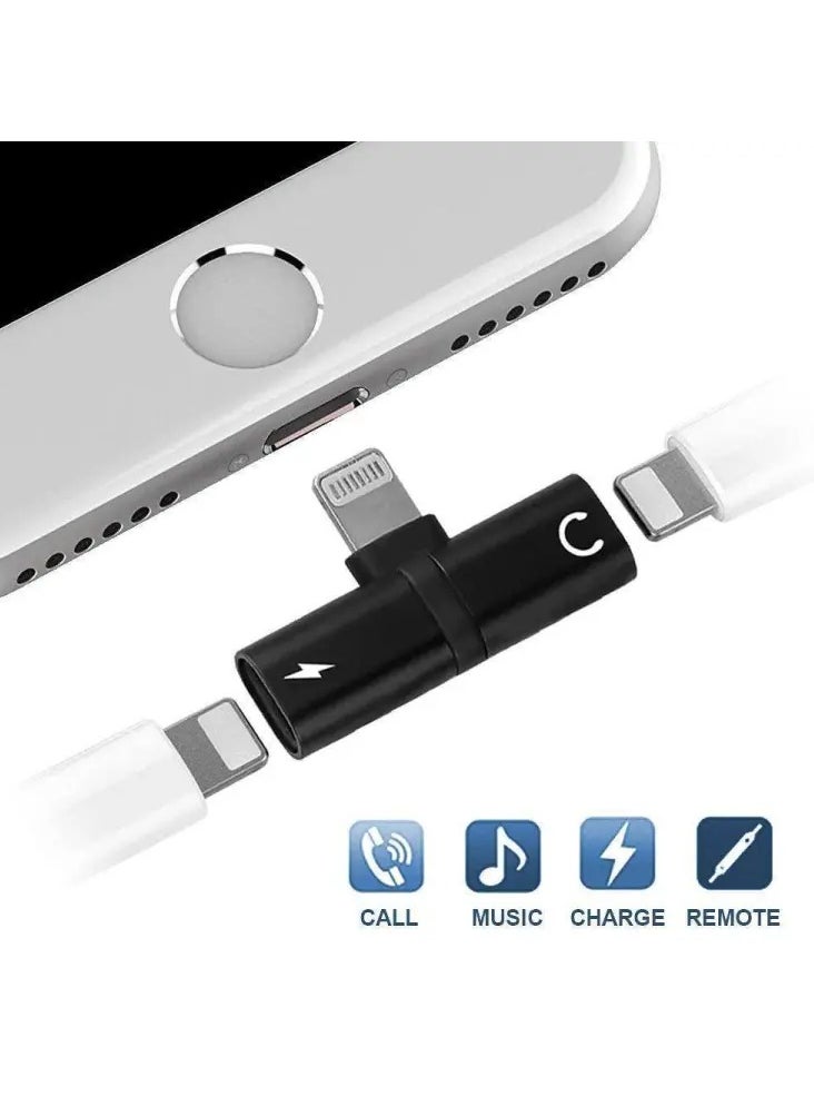 GO-DES - 2 In 1 Double Lightning Headphone Audio And Charge Splitter Adapter Black - Image 1